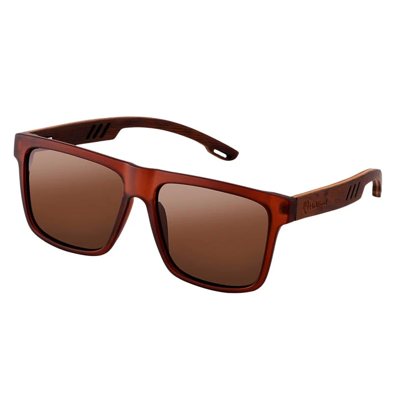 Polarised Men's Wooden Sunglasses with Square Design - Image 3