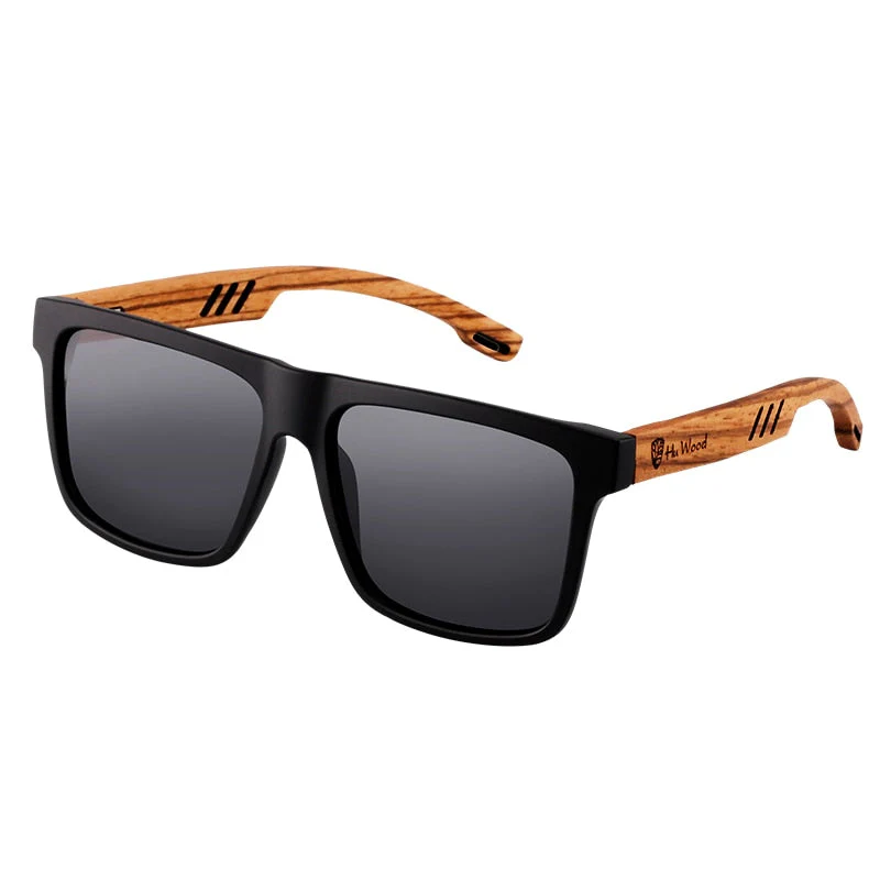 Polarised Men's Wooden Sunglasses with Square Design - Image 5