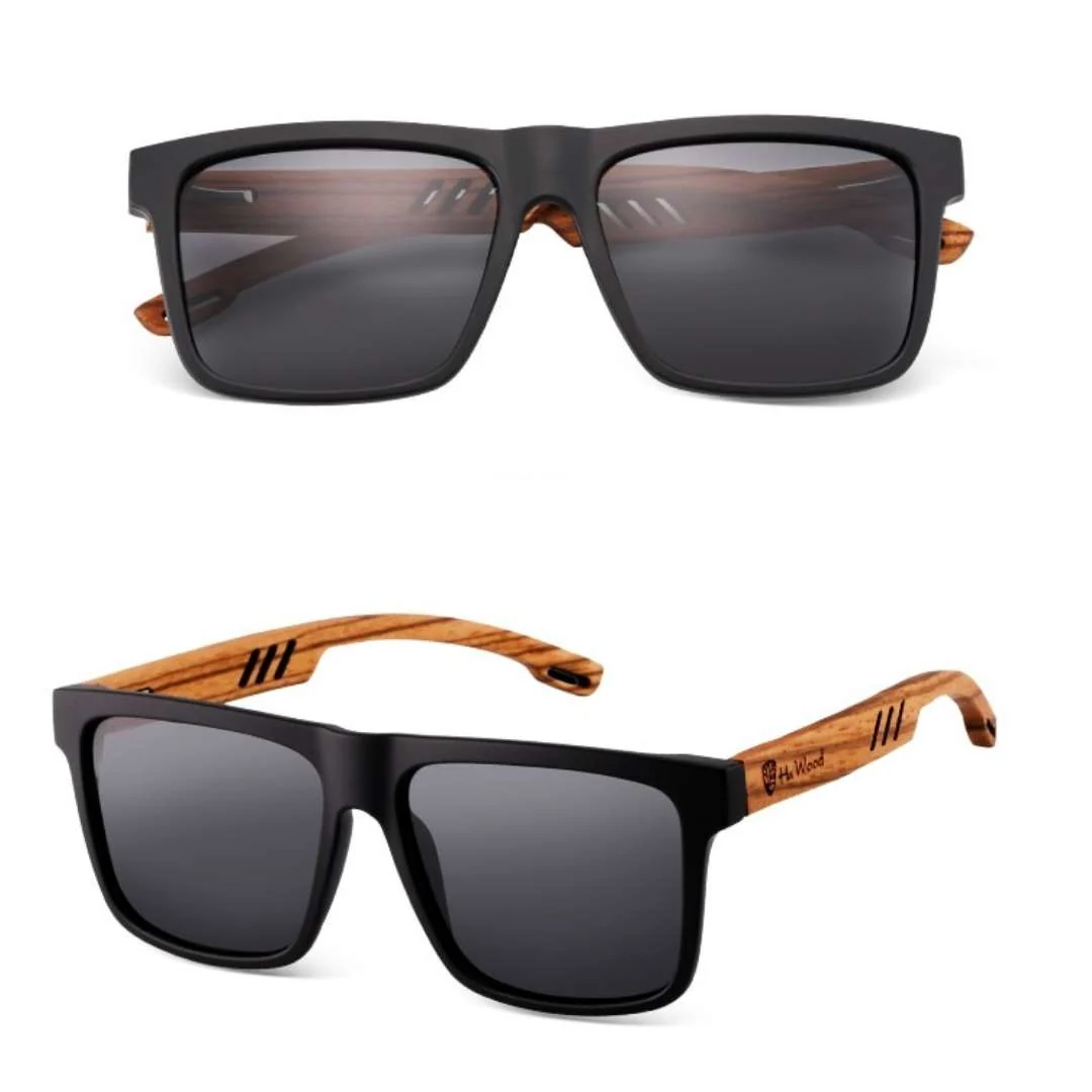 Polarised Men's Wooden Sunglasses with Square Design - Image 7
