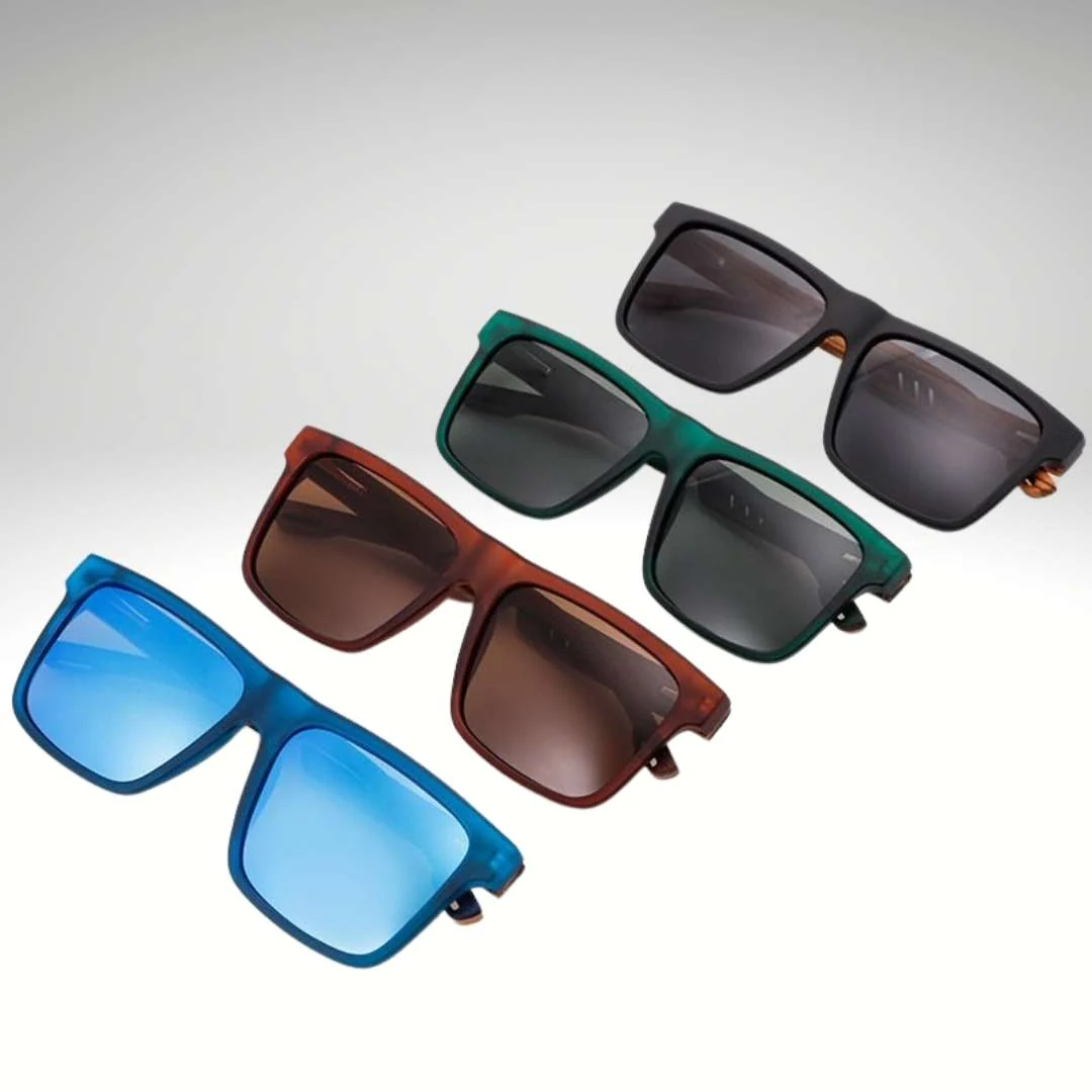 Polarised Men's Wooden Sunglasses with Square Design - Image 9